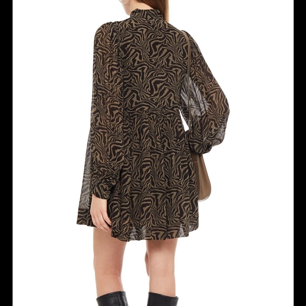 Ganni Gathered printed georgette mini dress Size EU 34 - Picture 2 of 14